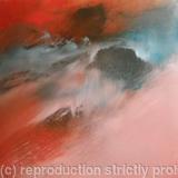 Abstract Skyscape Turquoise and cadmium red
