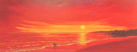 Romantic Couple at Red Sunset