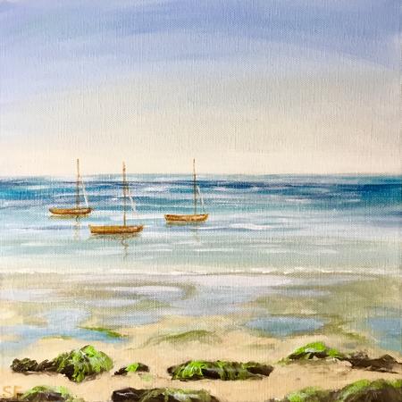 Dinghies Moored Off shore 