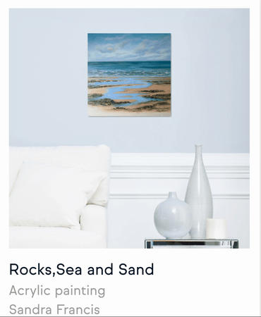 Rocks sea and Sand in room setting 