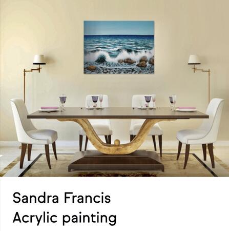 White Waves across the Sea in a room 