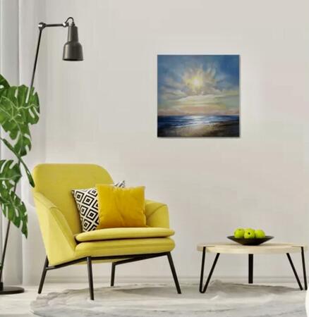 Painting in room setting 