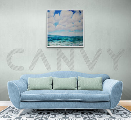 Clouds,sun and sea in room setting 