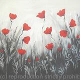 Black and Silver Poppy Triptych