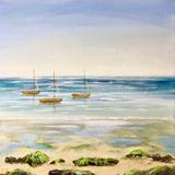 Dinghies Moored Off shore 