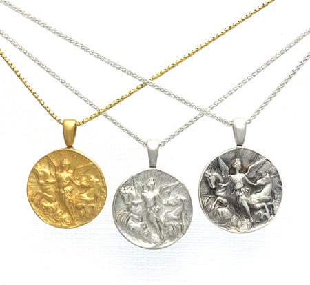 Aurora Goddess of Dawn Gold Vermeil Fine Silver Pendant