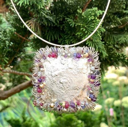 Textured Silver Square Pendant