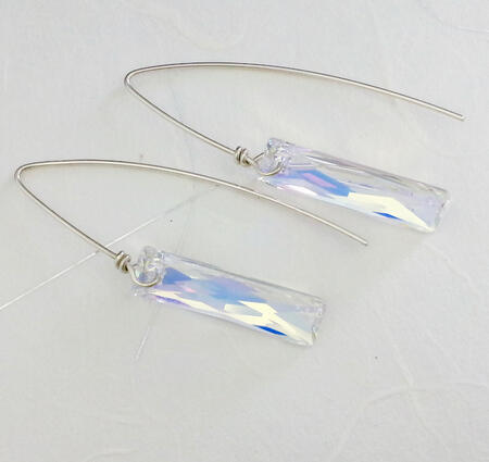 SOLD. Swarovski AB Silver Threader Earrings