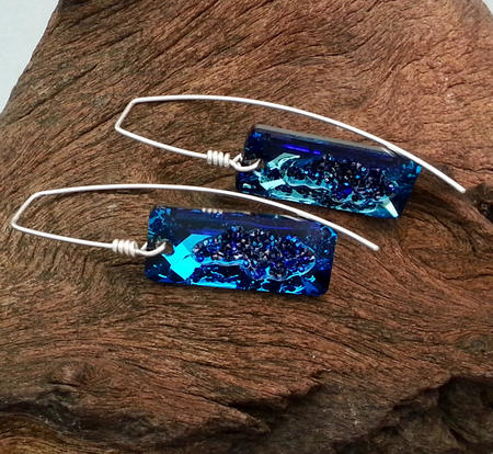 Swarovski Blue Threader Style Earrings 
