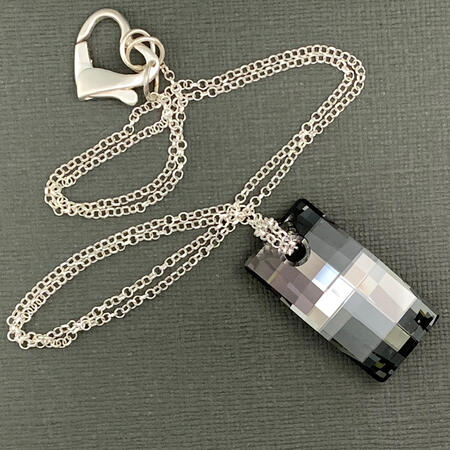 SOLD. Swarovski Rectangular Silver Night Pendant