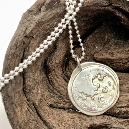 Moon Wax Seal Silver Pendant