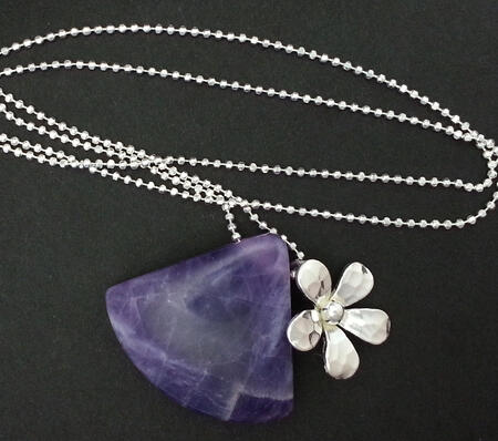 SOLD. Art Deco Amethyst Silver Flower Pendant