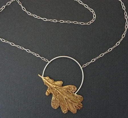 SOLD. Bronze Leaf and Sterling Silver Necklace