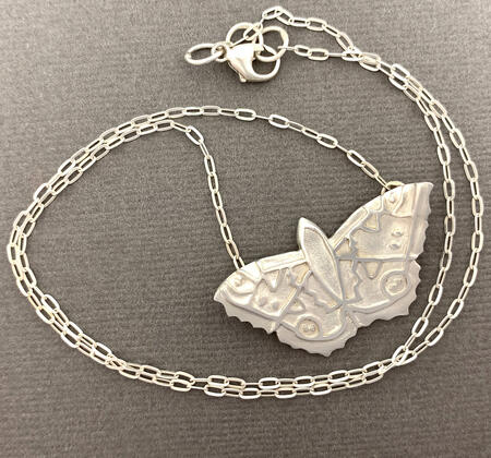SOLD. Original Peacock Butterfly Silver Pendant