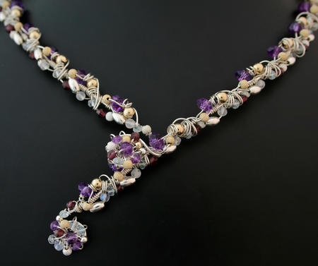 Asymmetric Wire Work/Wrapped Necklace