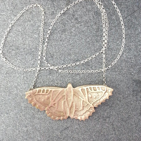 SOLD. Butterfly Tortoiseshell Bronze and Silver Necklace