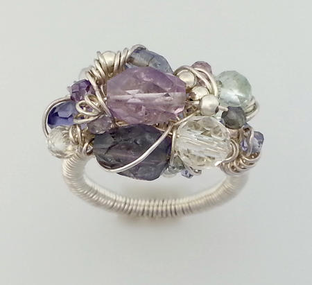 SOLD. Gemstone Sterling Silver Wire Wrapped Ring