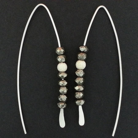 Faceted Pyrite and Sterling Silver Threader Earrings