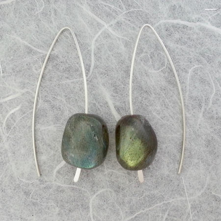 Labradorite Threader Wishbone Earrings