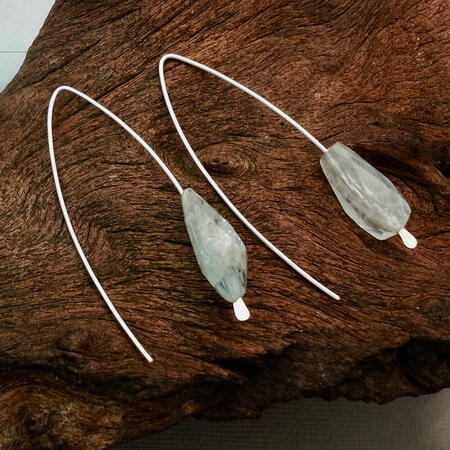 SOLD. Aquamarine Sterling Silver Threader  Earrings