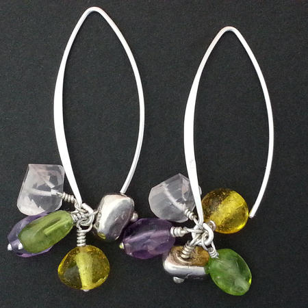 Multi Gemstone Silver Threader Earrings