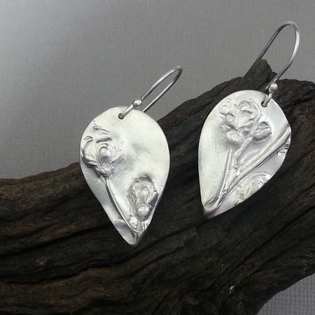 Spring Flower Silver Teardrop Earrings