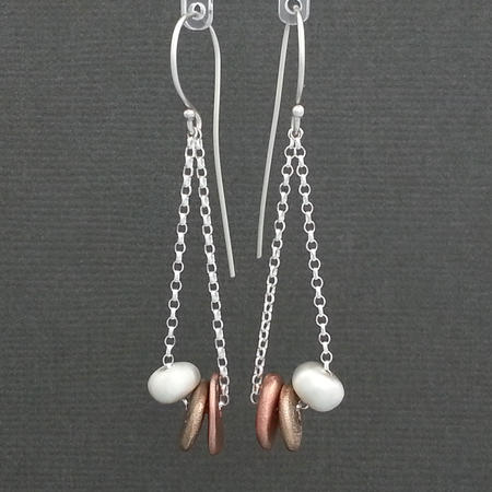  Tricoloured Nugget and Disc Chain Earrings