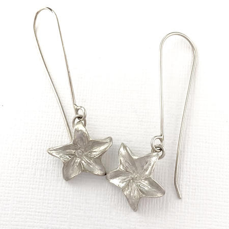 Little Lily Flower Long Silver Earrings