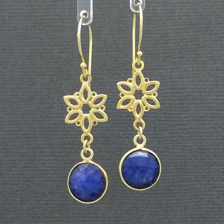 Sapphire Gold Vermeil Flower Earrings