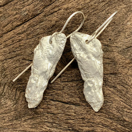 Bark Textured Silver Earrings, no.1