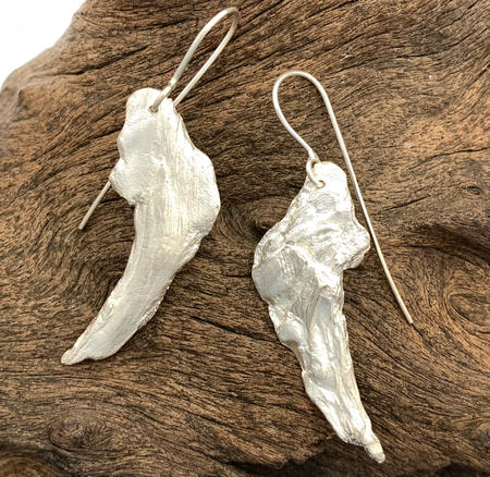 Textured Bark/Wood Silver Earrings, no.3