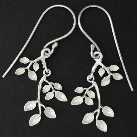 Sterling Silver Branch Leaf Earrings