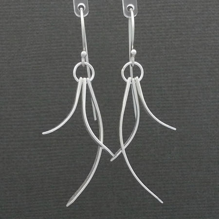 Three Curved Bars Sterling Silver Earrings