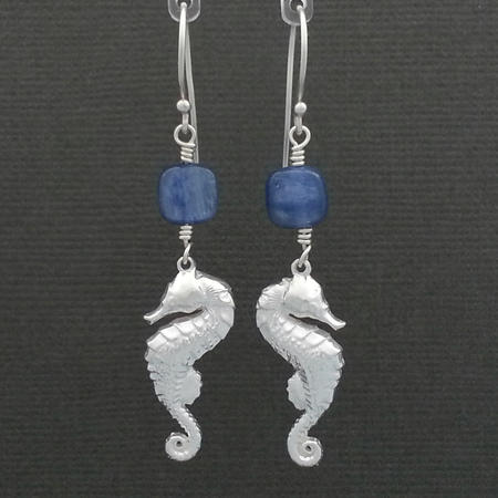 Seahorse and Blue Kyanite Earrings
