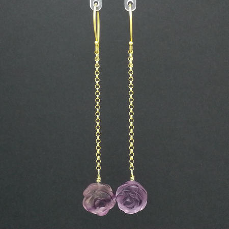 Fluorite Light Purple Rose Vermeil Earrings