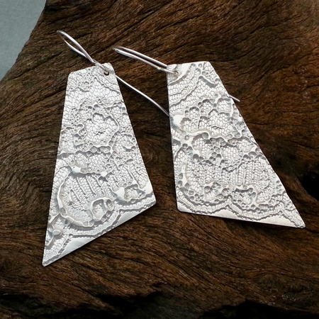 Geometric Textured Silver Boho Earrings
