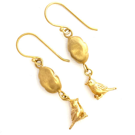 Bird and Cloud Gold Vermeil Earrings