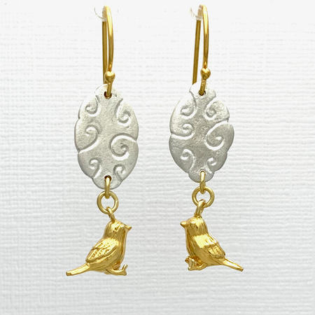 Every Cloud Has a Silver Lining Bird Earrings