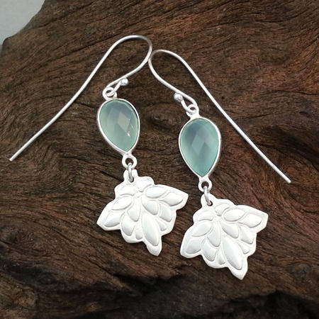 Aqua Blue Chalcedony Sterling Earrings
