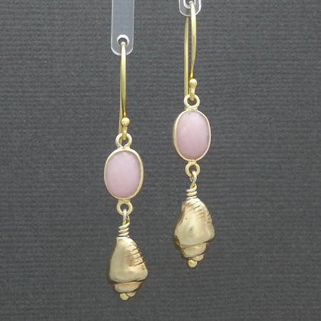 Pink Opal Gold Vermeil Shell  earrings