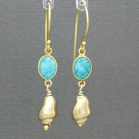 Amazonite Blue Gold Vermeil Shell Earrings