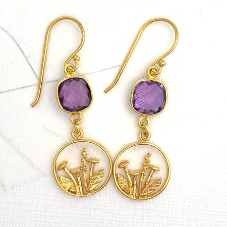 Amethyst Wild Flower Gold Vermeil Earrings
