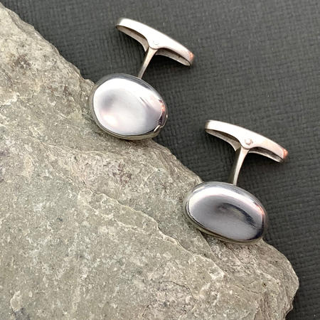 Silver Nugget Pebble Cufflinks