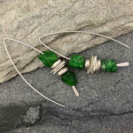 Chrome Diopside Stacking Threader Earrings