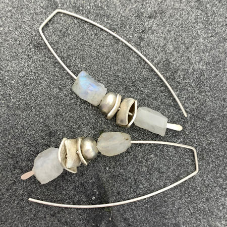 Raw Moonstone Threader Earrings