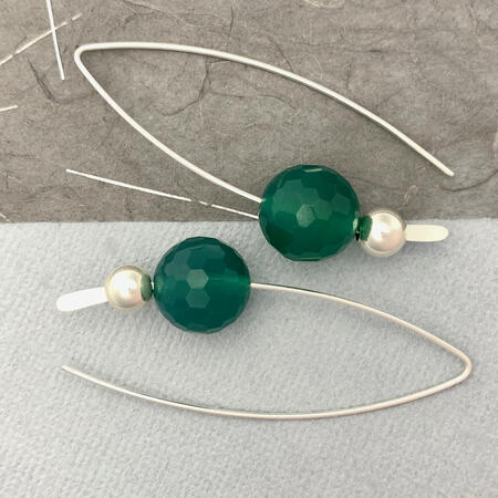 Green Agate Threader Earrings