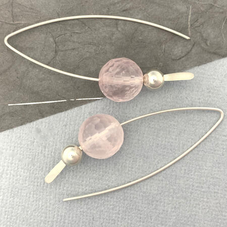 Rose Quartz Silver Threader Earrings