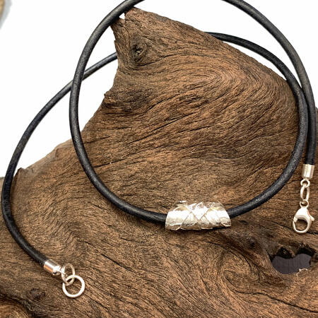 Black Leather Leaf Necklace