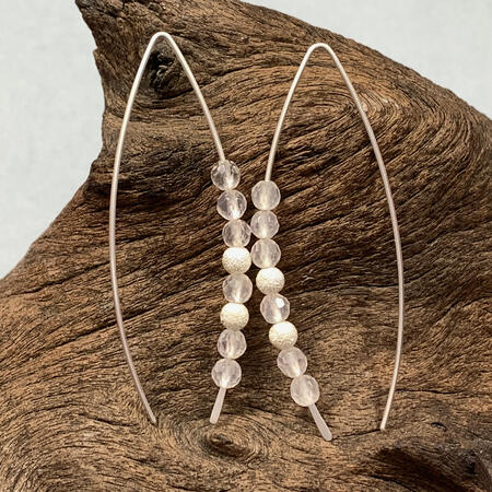 Rose Quartz Sparkly Silver Earrings