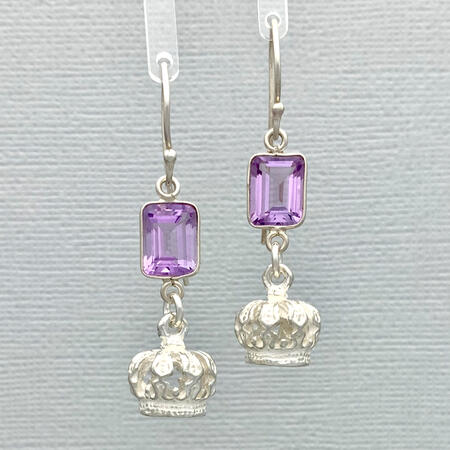 Pink Amethyst Crown Earrings